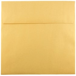 JAM Paper® Square Stardream Metallic Envelopes, 8 1/2" x 8 1/2", Gummed Seal, Gold, Pack Of 25