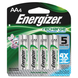 Energizer Recharge Power Plus Rechargeable AA Battery 4-Packs - For Multipurpose - Battery Rechargeable - AA - 2300 mAh - 1.2 V DCsapceShelf Life - 4 / Carton