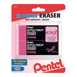 Pentel® Hi-Polymer Erasers, Pink, Pack Of 2