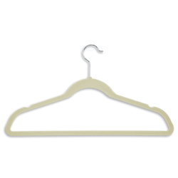 Honey-Can-Do Velvet-Touch Suit Hangers, 9 1/2"H x 1/4"W x 17 3/4"D, Ivory, Pack Of 50