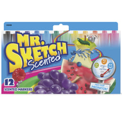 Mr. Sketch® Watercolor Markers, Scented Assorted Colors, Set Of 12