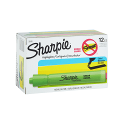 Sharpie Accent Highlighters, Fluorescent Green, Pack Of 12