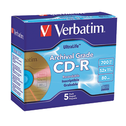 Verbatim® UltraLife™ Gold CD-R Discs, Pack Of 5