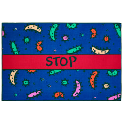 Carpets for Kids® KID$Value Rugs™ Stop The Germs Sanitize Activity Rug, 3' x 4 1/2' , Blue
