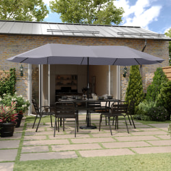 Flash Furniture Elizabeth Commercial Grade 15 FT Triple Head Patio Umbrella with Crank and Easy Lift Functionality, Gray