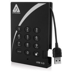 Apricorn Aegis Padlock 3.0 A25-3PL256-2000 - Hard drive - encrypted - 2 TB - external (portable) - 2.5" - USB 3.0 - 5400 rpm - buffer: 8 MB - FIPS 197