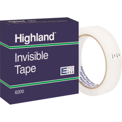 Highland 3/4"W Matte-finish Invisible Tape - 72 yd Length x 0.75" Width - 3" Core - Matte - Clear - For Mending, Holding, Splicing - 1 Roll