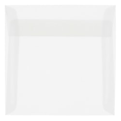 JAM Paper® Translucent Vellum Invitation Envelopes, 7 1/2" x 7 1/2", Gummed Seal, Clear, Pack Of 25