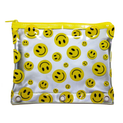 Inkology Smiley Face Pencil Pouches, 7-1/2" x 9-1/2", Assorted Colors, Pack Of 12 Pouches