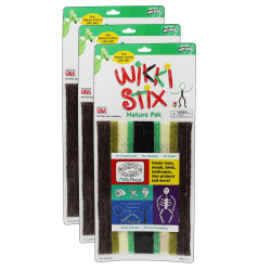 Wikki Stix, Nature Colors, 48 Stix Per Pack, Set Of 3 Packs