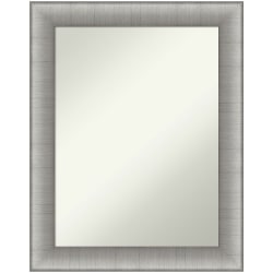 Amanti Art Non-Beveled Rectangle Framed Bathroom Wall Mirror, 28-3/4" x 22-3/4", Elegant Brushed Pewter