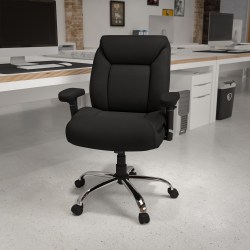 Flash Furniture HERCULES Series Big & Tall 400 lb. Rated Swivel Ergonomic Task Office Chair with Deep Tufted Seating and Adjustable Arms, Black/Chrome