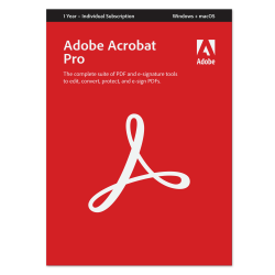 Adobe Acrobat Pro, 12 Month Subscription, Windows®/Mac, Product Key