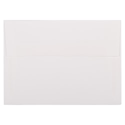 JAM Paper® Booklet Invitation Envelopes, A7, Gummed Seal, 30% Recycled, Strathmore Bright White, Pack Of 25