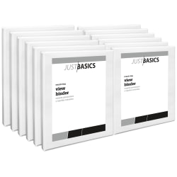 Just Basics® View 3-Ring Binder, 1/2" Round Rings, White, Pack Of 12