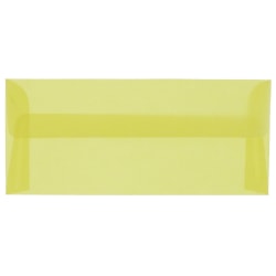 JAM Paper® #10 Business Booklet Envelopes, Translucent, Gummed Closure, Primary Yellow, Pack Of 25