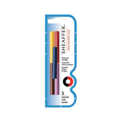 Sheaffer Skrip Fountain Pen Ink Cartridges - Black, Red, Blue, Green, Purple Ink - 5 / Pack