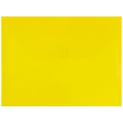 JAM Paper® Plastic 9 3/4" x 13" Envelopes With Hook and Loop Closure, Yellow, Pack Of 12