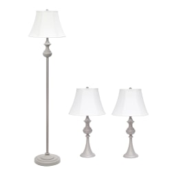 Lalia Home Valletta Metal Lamp Set, White/Gray, Set Of 3 Lamps