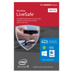 McAfee® LiveSafe™ 2016, 1-Year Subscription, For PC/Mac® And Mobile Devices, Product Key