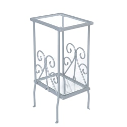 Monarch Specialties 2-Tier Metal Accent Table, Rectangle, Clear/Silver