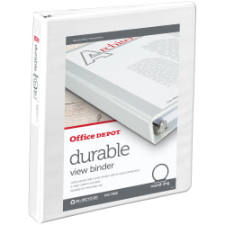 Office Depot® Brand Durable View 3-Ring Binder, 1" Round Rings, White