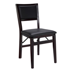 Linon Baker Faux Leather Folding Chairs, Dark Brown/Espresso, Set of 2