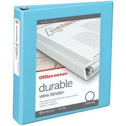 Office Depot® Brand 3-Ring Durable View Binder, 1-1/2" Round Rings, Jeweler Blue