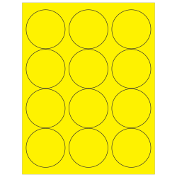 Tape Logic® Labels, LL194YE, Circle, 2 1/2", Fluorescent Yellow, Case Of 1,200