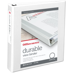 Office Depot® Brand Durable View 3-Ring Binder, 1 1/2" Round Rings, White