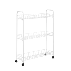 Honey-can-do CRT-01149 3-tier Laundry Cart, White - 3 Shelf - 22.8" Length x 7.9" Width x 31.3" Height - White