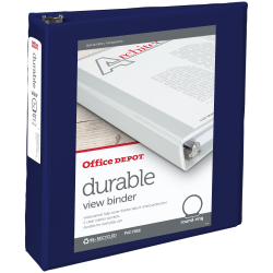 Office Depot® Brand Durable View 3-Ring Binder, 2" Round Rings, Blue