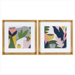 Uniek Kate And Laurel Calter Framed Print Under Glass Art Prints, 15-1/2" x 15-1/2", Myriam's Garden, Set Of 2
