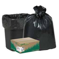 Webster® EarthSense® 0.65 mil Trash Bags, 16 gal, 24"H x 31"W, 75% Recycled, Black, 500 Bags