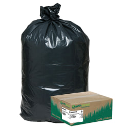 Webster EarthSense Star Bottom Commercial Can Liners, 1.25 mil, 40 To 45 Gallons, 75% Recycled, Black, Box Of 100 Liners
