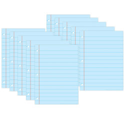 Ashley Productions Smart Poly PosterMat Pals Space Savers, 13" x 9-1/2", Blue Notebook Paper, Pack Of 10 Pieces