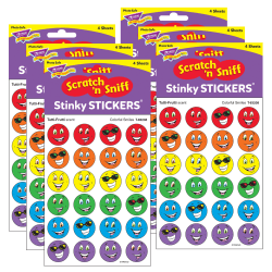 Trend Stinky Stickers, Colorful Smiles/Tutti-Frutti, 96 Stickers Per Pack, Set Of 6 Packs