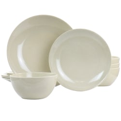 Martha Stewart Melamine Dinnerware Set, Taupe, Set Of 12