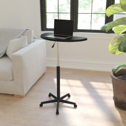 Flash Furniture Height Adjustable Mobile Contemporary Laminate Laptop Desk Workstation, 37-1/2"H x 25"W x 13"D, Black