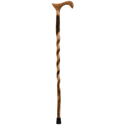 Brazos Walking Sticks™ Free Form Twisted Hickory Walking Cane With Derby Handle, 37"