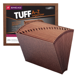 Smead® TUFF® Expanding File, 21 Pockets, A-Z, 12" x 10", Letter Size, 30% Recycled, Brown