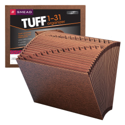 Smead® TUFF® Expanding File, 31 Pockets, 1-31, 12" x 10" Letter Size, 30% Recycled, Brown