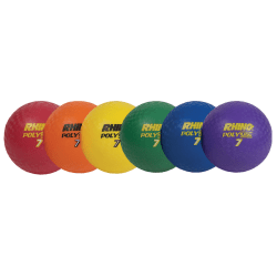 Champion Sports Rhino Poly Playground Ball Set, 7", Assorted Colors, Set Of 6 Balls