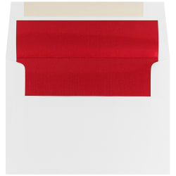 JAM Paper® Foil-Lined Booklet Invitation Envelopes, A6, Gummed Seal, Red/White, Pack Of 25
