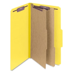 Smead® Classification Folders, Pressboard With SafeSHIELD® Fasteners, 2 Dividers, 2" Expansion, Legal Size, 50% Recycled, Yellow, Box Of 10