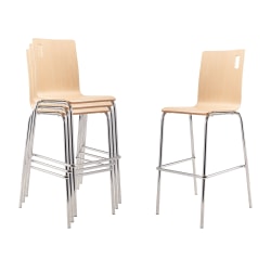 National Public Seating Bushwick Series Wood Café Chairs, Natural, Set Of 4 Chairs