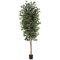 Nearly Natural Ficus 96"H Plastic Tree With Pot, 96"H x 44"W x 44"D, Green