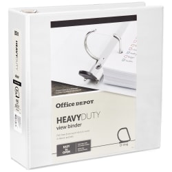 Office Depot® Brand Heavy-Duty View 3-Ring Binder, 3" D-Rings, White