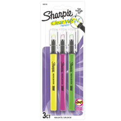 Sharpie® Clear View® Highlighter Stick, Chisel Point, Assorted Colors, Pack Of 3
