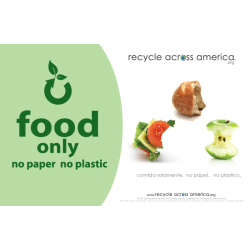Recycle Across America Food Standardized Recycling Label, FOOD-5585, 5 1/2" x 8 1/2", Light Green
